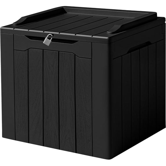REKHH 31 Gallon Waterproof Outdoor Storage Box Resin Deck Box Lockable and UV Resistant for Patio Furniture,Garden Tools (Black)