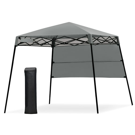 REKHH 7x7 Ft Pop Up Canopy, Slant Leg Outdoor Tent with Carry Bag & 4 Stakes, Compact Portable for Hiking Camping Fishing & Picnic (7'x7' Base, 6'x6' Top)