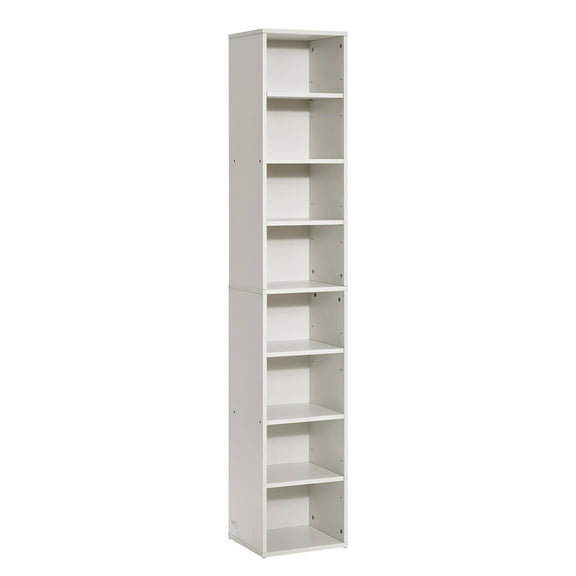 REKHH 8 Tiers Narrow Bookshelf, 71 in Wooden Tall Open Bookcase with Height-Adjustable Shelf, Freestanding Display Storage Floor Bookcase Bookshelf for Library, Bedroom, Living Room, Office, White