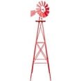 thumbnail image 1 of REKHH 8FT Ornamental Windmill Backyard Garden Decoration Weather Vane, Heavy Duty Metal Wind Mill wIth 4 Legs Design,Red, 1 of 7