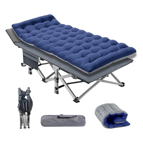 REKHH Folding Camping Cots for Adults, Folding Cot with Mattress Camping Bed Camp Cot Portable Military Cot, Double Layer Oxford Strong Heavy Duty Sleeping Cots with Carry Bag for Camp Office Use