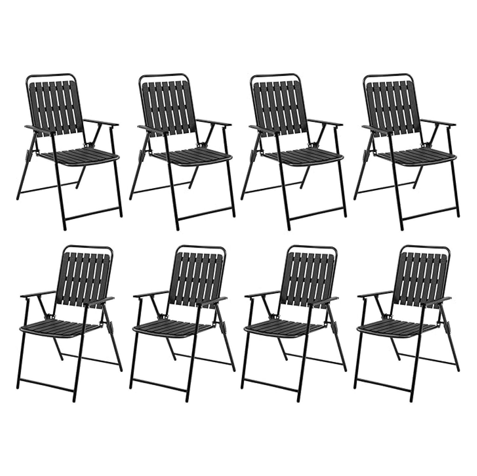 REKHH Folding Patio Chair Set of 8, Outdoor Dining Chair with Armrests ...
