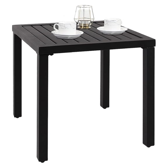REKHH Indoor Outdoor Small Metal Square Side/End Table, Patio Coffee Bistro Table, Black