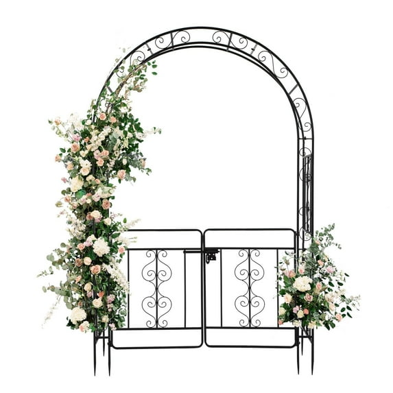 REKHH Outdoor Lawn Wedding Arch for Ceremony,Metal Garden Arch for Climbing Plants,Roses,Vines,Wedding Archway Party Decor for Lawn,Patio,Backyard
