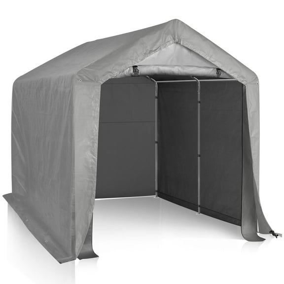 REKHH Outdoor Portable Storage Shed Tent, 8x8 ft Waterproof Carport with Roll-Up Zipper Door and Durable Galvanized Steel Frame, Ideal for Motorcycle, GTV, Bike, Wood Tool Lawn Mower Storage