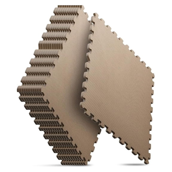 REKHH Puzzle Exercise Mat, EVA Interlocking Foam Floor Tiles for Home Workout Equipment and Kids' Play Areas - Blue, 24 in x 24 in x ½ in - (Brown, 12 Pack (48 SQ FT))