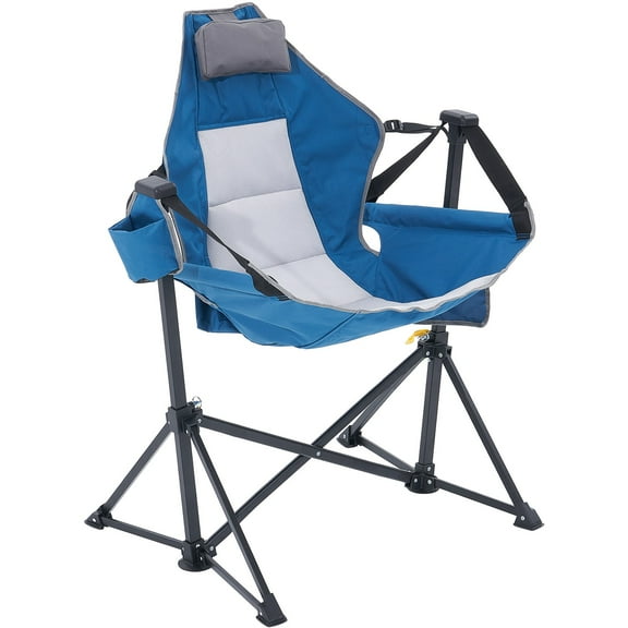 REKHH Reclining Camping Chair, 300 lbs Load Camping Hammock Chair, Rocking Lounge Folding Chair with Cup Holder Storage Bag Headrest & Adjustable Backrest, for Camping and Other Outdoor Activities