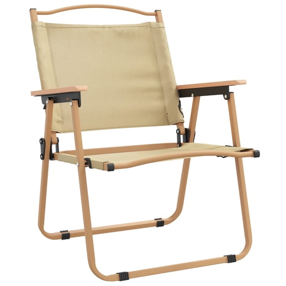 REKHH Set of 2 Lightweight and Foldable Patio Camping Chairs, Beige 500D Oxford Fabric with PE Coating, Powder-Coated Steel Frame, Perfect for Outdoor Use,21.3" x 16.9" x 23.2"