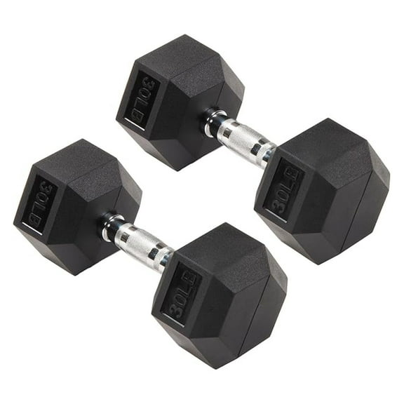 REKHH Signature Fitness Premium Rubber Encased Hex Dumbbell
