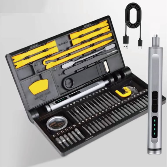 REKIN PRO Screwdrivers, electric,Mini Electric Screwdriver, 54 in 1 Precision Screwdriver Set 42 Magnetic Bits, 4 LED, 5 Torque Small Power -Grey
