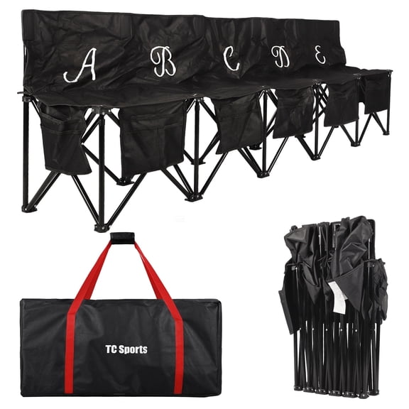 REKING 5-Seater Folding Soccer Chair Portable Team Sport Sideline Chair for Soccer Camps, Trips, Camping, Events and Other Outdoor