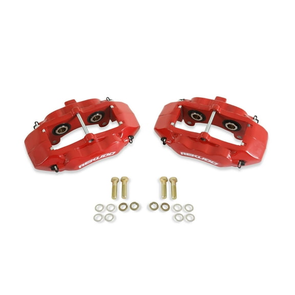 REKUDO RK400-13 Rear Disc Brake Calipers - Pair - Red With REKUDO Lettering