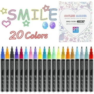  TEVILIK Glitter Marker, Doodle Dazzles Shimmer Marker Set：12  Colors Double Line Metallic Glitter Pens Super Sparkle for Drawing, Art  Supplies, Adult Coloring Book, Arts and Crafts for Kids Ages 8-12 