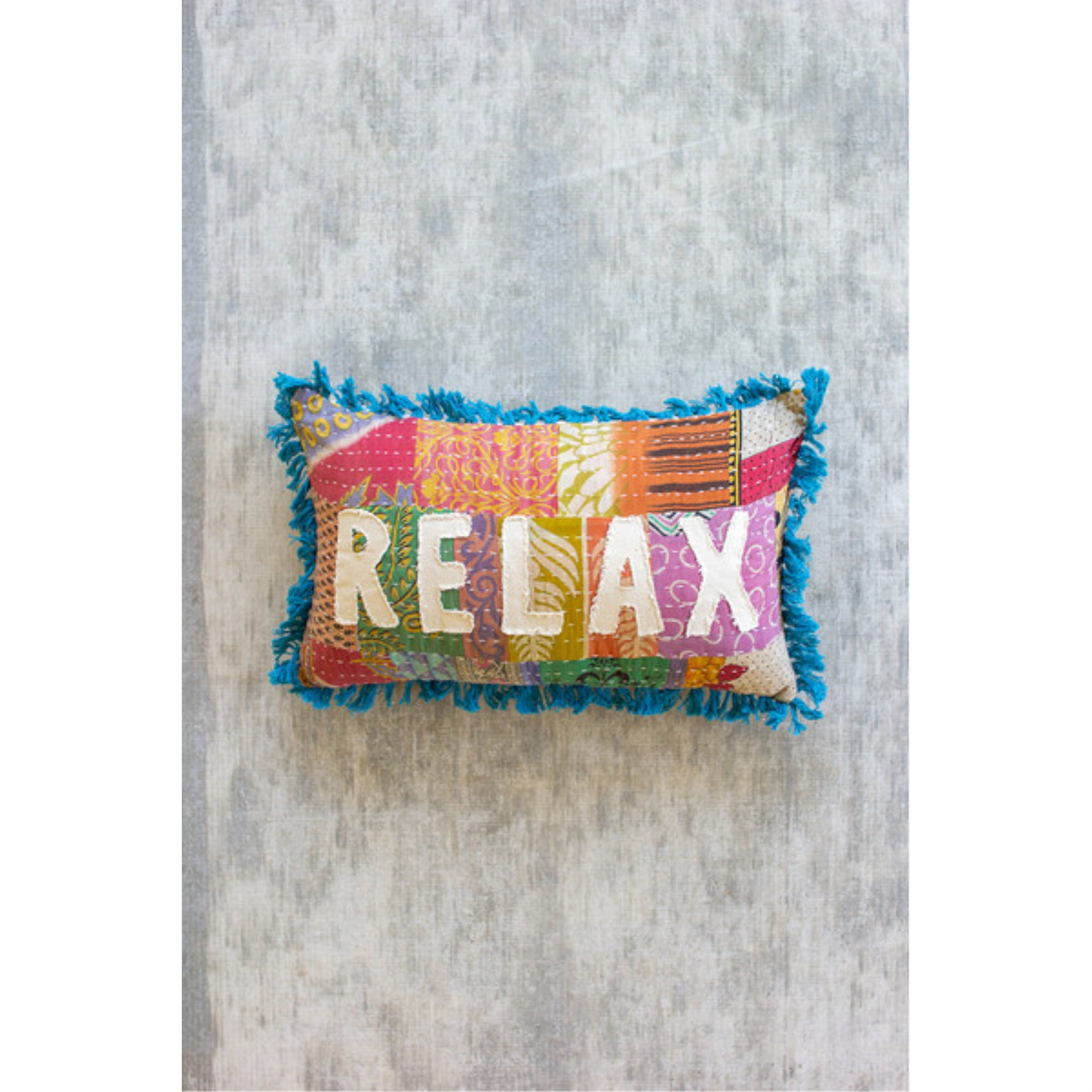Kalalou NRV2250 Relax Kantha Pillow, 19-inch Length