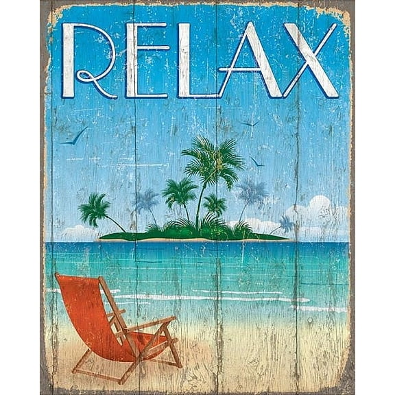 RELAX br Distressed-Wood FULL COLOR 16x20 Sign by Sixtrees - 16x20