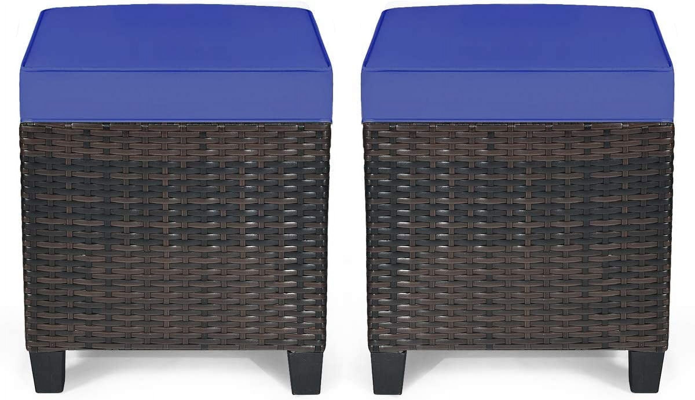 RELAX4LIFE 2-Piece Patio Ottoman Set - Wicker Footstools, All Weather ...