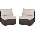 thumbnail image 1 of RELAX4LIFE 2-Piece Wicker Armless Sofa - PE Rattan Sectional Sofa Set w/Removable Cushions, All-Weather Sofa Chair Set for Porch, Balcony, Garden, Poolside, Outdoor Patio Sofa (Brown), 1 of 18