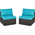 thumbnail image 1 of RELAX4LIFE 2-Piece Wicker Armless Sofa - PE Rattan Sectional Sofa Set w/Removable Cushions, All-Weather Sofa Chair Set for Porch, Balcony, Garden, Poolside, Outdoor Patio Sofa (Turquoise), 1 of 18