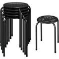 thumbnail image 1 of RELAX4LIFE 6-Pack Metal Stackable Stools, 17.5’’ Backless Nesting Stools w/Round Top, Metal Frame for Home Office School, Adults Students Flexible Seating, Portable Classroom Stools Set of 6 (Black), 1 of 9