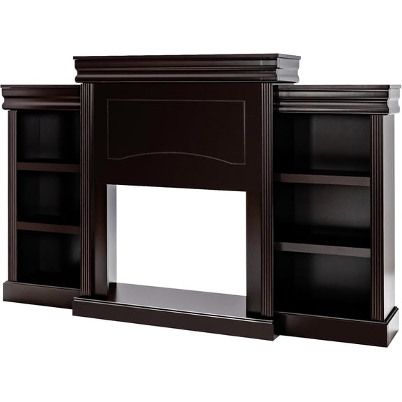 RELAX4LIFE 70’’ Fireplace Mantel with Storage Shelves - Wood Mantel Console Table for 28.5’’ Electric Fireplace, Media TV Stand for Living Room Bedroom, Surround Firebox Without Fire Place (Brown)