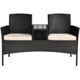 thumbnail image 1 of RELAX4LIFE Conversation Furniture Set with Table and Two Removable Cushions Rattan Wicker Chairs and Table Set for Patio,Garden, Baloney and Lawn Outdoor Porch Furniture Sets Loveseat(Brown+Beige), 1 of 18