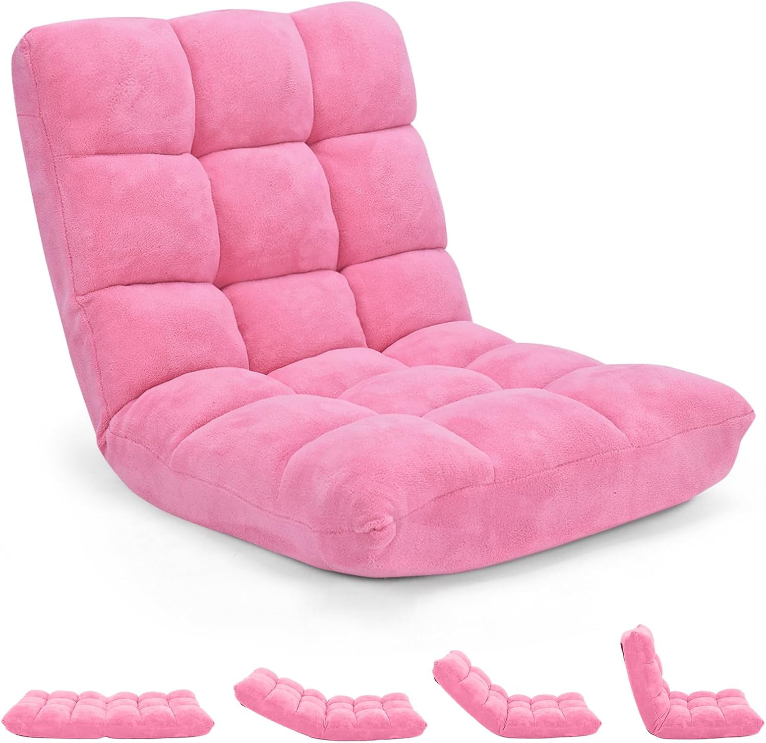 RELAX4LIFE Floor Chair with Back Support - 14-Position Adjustable Lazy ...