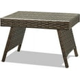 RELAX4LIFE Patio Rattan Side Table Folding Coffee Table with Premium