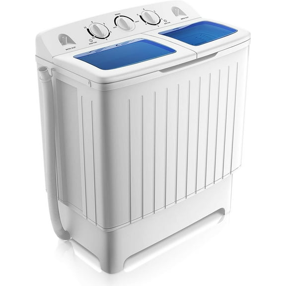 RELAX4LIFE Portable Twin Tub 20 LBS Capacity Laundry Washer & Spinner, Timer, Semi-Automatic Mini Washer and Dryer Combo for Apartment Dorm RV
