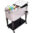 RELAX4LIFE Rolling Cooler 80 Quart Stainless Steel W/Shelf for Party