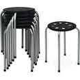 thumbnail image 1 of RELAX4LIFE Stackable Classroom Stools Set-of-6-17.5’’ Backless Decoration Nesting Stools w/Round Top for Office Dining Room School Students, 6-Pack Portable Metal Stool Flexible Seating (Black+Grey), 1 of 8