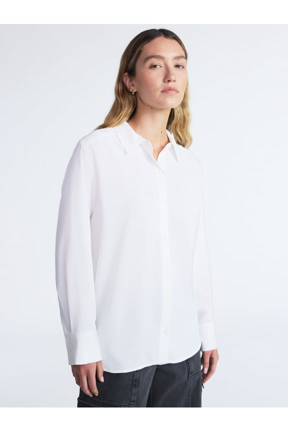 Women’s and Women’s Plus Relaxed Fit Button Front Shirt, Sizes XS-4X