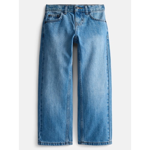 Wonder Nation Boys Relaxed Straight Leg Denim Jeans, Sizes 4-16, 6-10 Slim & Husky
