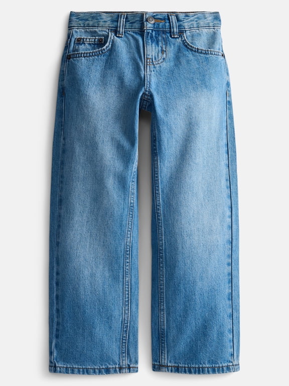 Boys Relaxed Straight Leg Denim Jeans, Sizes 4-16, 6-10 Slim & Husky