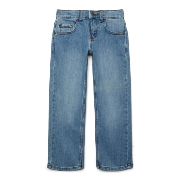Wonder Nation Boy's Relaxed Straight Stretch Denim Jeans, Sizes 4-16, 6-10 Slim & Husky