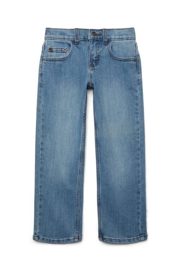 Boy's Relaxed Straight Stretch Denim Jeans, Sizes 4-16, 6-10 Slim & Husky
