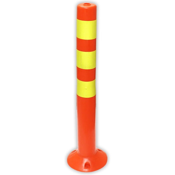 RELI Traffic Warning Post | High-Visibility Orange PVC | 3 Bright Yellow Reflective Bands | Pre-drilled 7.75" (19.7 cm) Base | 29.5" (74.9 cm) Length | Ideal for Construction & Traffic Warnings