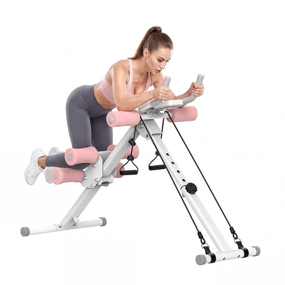RELIFE REBUILD YOUR LIFE Adjustable Foldable Ab Trainer Machine with LCD Monitor, Full Body Workout Ab Crunch Machine, Home Gym Core Trainer with Resistance Bands, Supports 440lbs