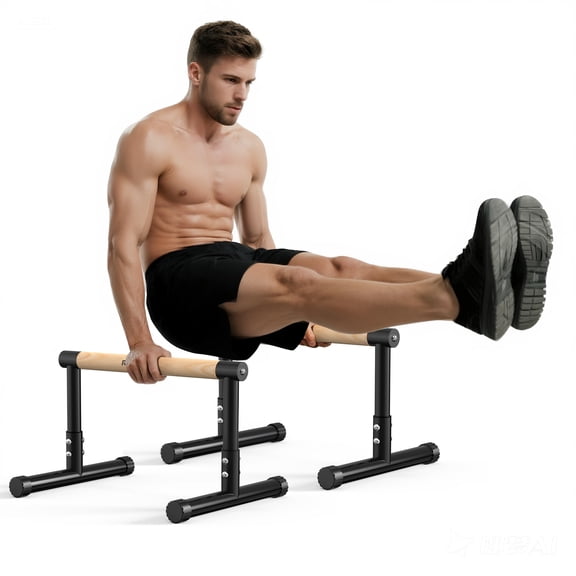 RELIFE REBUILD YOUR LIFE Dip Bars for Home Gym, 600 LBS Heavy Duty Parallel Bars, 14 Inch Non-Slip Calisthenics Dip Station with Adjustable Rubber Feet, Full Body Workout Fitness Equipment