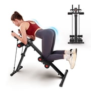 Foldable Waist Trainer Ab Cruncher Strength Training Machine with Resistance Bands