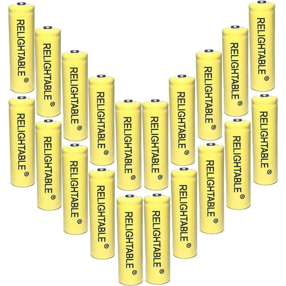 RELIGHTABLE AA NiCd 600mAh 1.2V Rechargeable Batteries for Solar Garden Lights (Pack of 20)