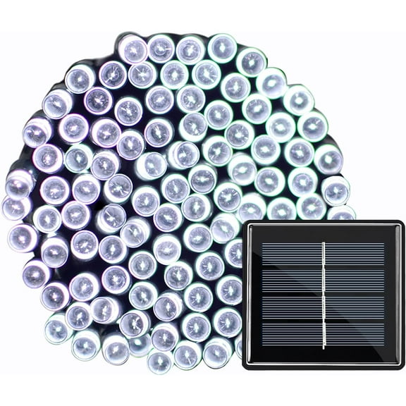 RELIGHTABLE Pure-White Solar Outdoor String Christmas Lights 36Ft 100 LED Patio Lighting for Yard Gazebo Party Wedding Tents Porch Xmas Garden Backyard Tree Decorations Balcony Decor Lights 100CWX1