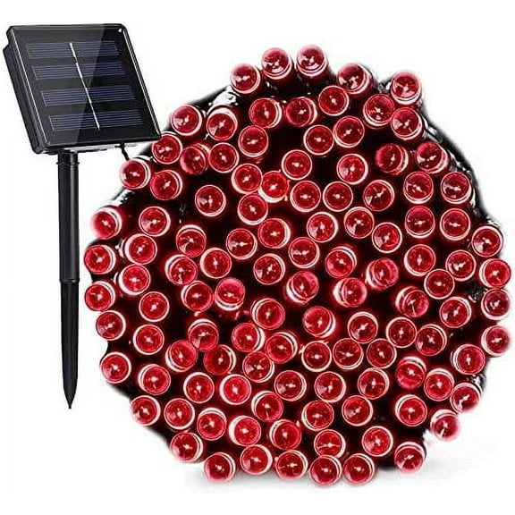 RELIGHTABLE Red Solar Outdoor String Christmas Lights 64Ft 200 LED Patio Lighting for Yard Gazebo Party Wedding Tents Porch Xmas Garden Backyard Tree Decorations Balcony Decor Lights 200RX1