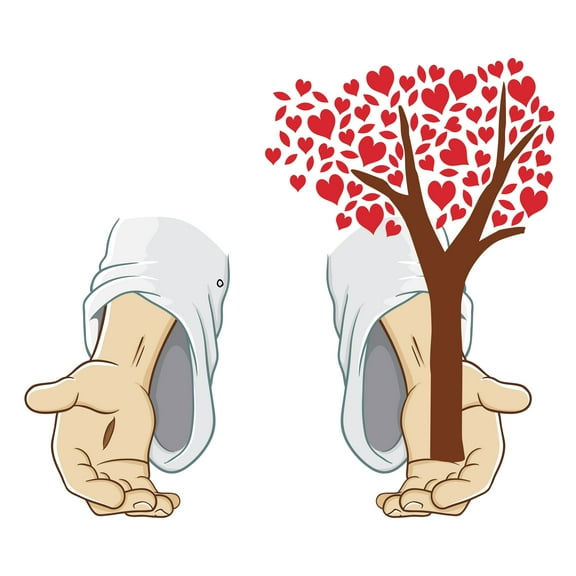 RELIGION - Adhesive Bedroom Art Vinyl Decoration Tree Of Love Holy Hands Of God Jesus Christ Religious Image Design Easy To Apply Wall Decal - Home Living Room Multicolored Wall Sticker 20" x 18"