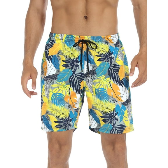RELLECIGA Men's Jungle Swim Trunks Quick Dry Board Shorts with Pockets Bathing Suits Size Medium
