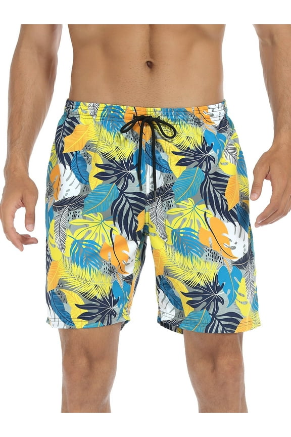Men's Jungle Swim Trunks Quick Dry Board Shorts with Pockets Bathing Suits Size XXX-Large