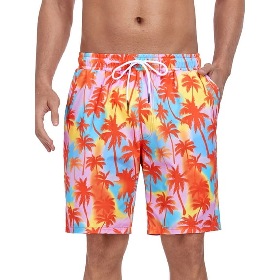 RELLECIGA Men’s Swim Trunks Causal Beach Shorts with Pockets Size L