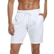 RELLECIGA Men's White Swim Trunks Quick Dry Board Shorts with Pockets Bathing Suits Size Large