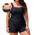 thumbnail image 1 of RELLECIGA Plus Size Womens Tankini Swimsuit Bandeau Ruched 2 Piece Bathing Suit Modest Swimwear, 1 of 11