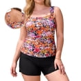 thumbnail image 1 of RELLECIGA Plus Size Womens Tankini Swimsuit Bandeau Ruched 2 Piece Bathing Suit Modest Swimwear, 1 of 9