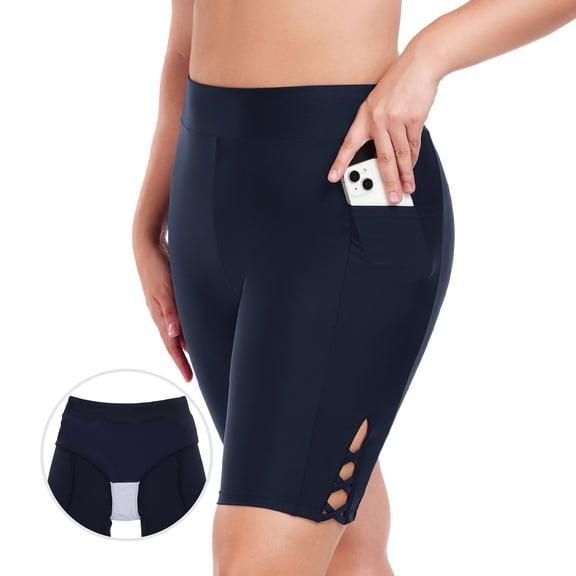 RELLECIGA Women's 8" High Waisted Swim Shorts UV Sun Protection Board Shorts with Liner